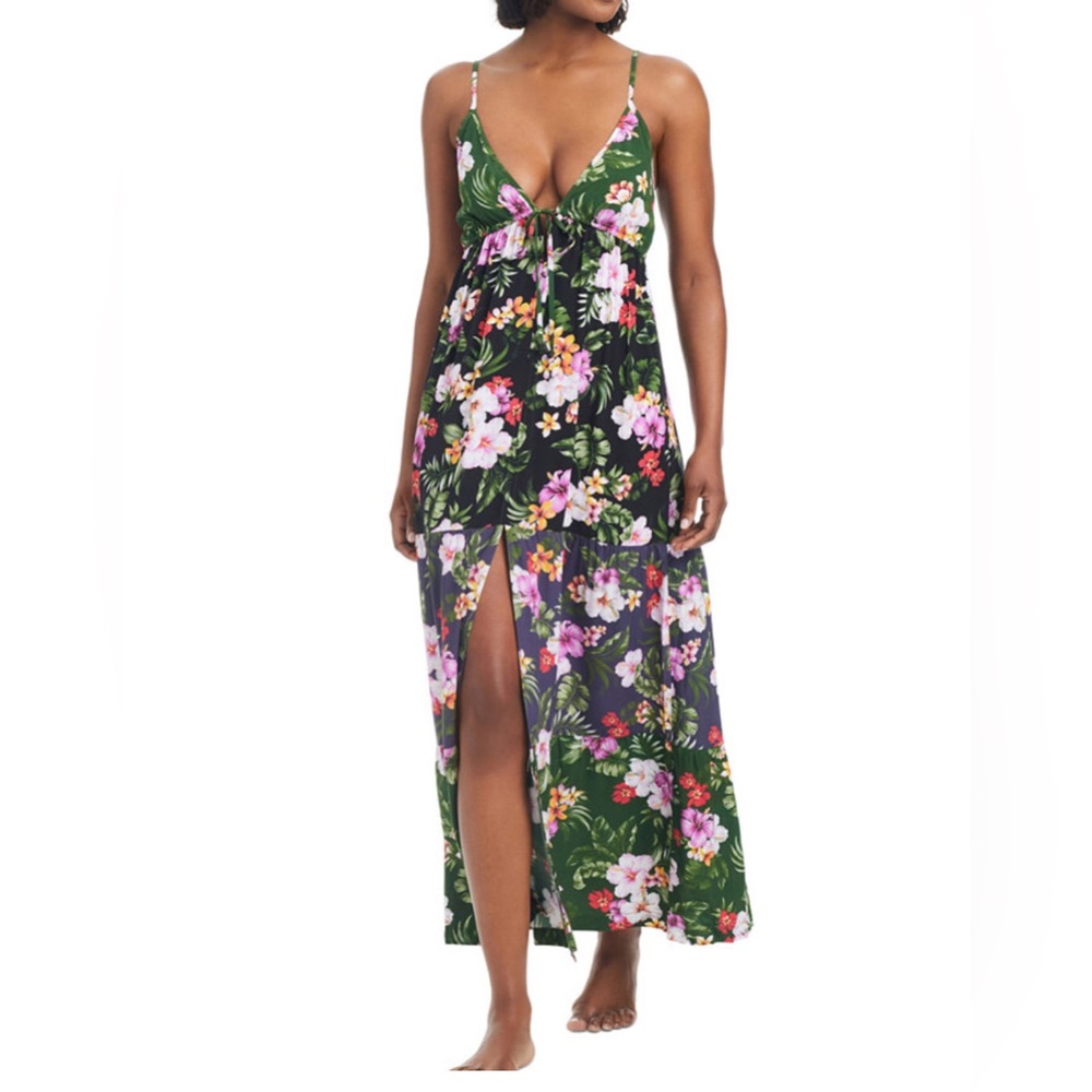 NWT Bar III Floral Print Tiered Cover Up Dress Sz M